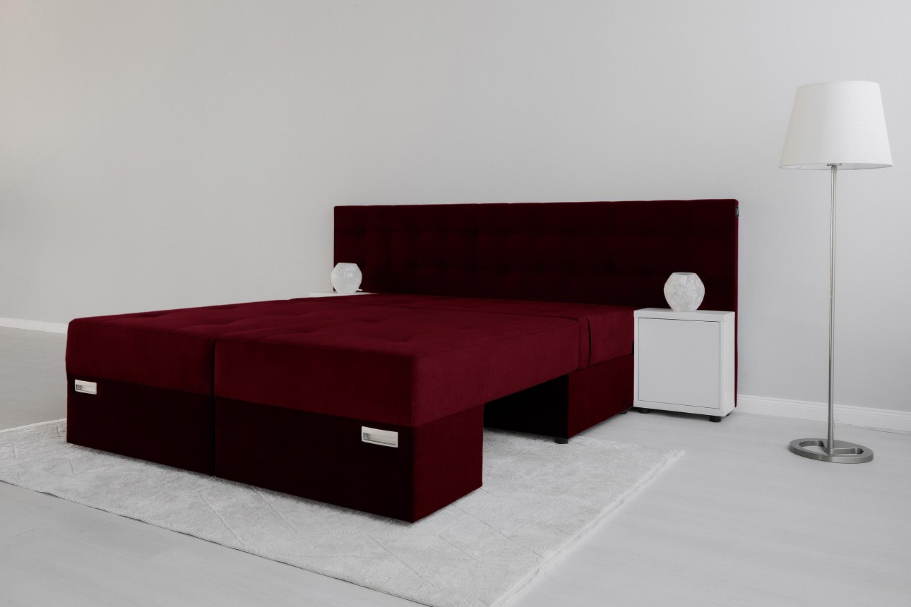 Canapea extensibilă MADRID, cu ladă de depozitare, noptiere integrate, mecanism de extindere „foarfece”, 2350x1050x1000 mm, spațiu de dormit 1550x2050 mm.