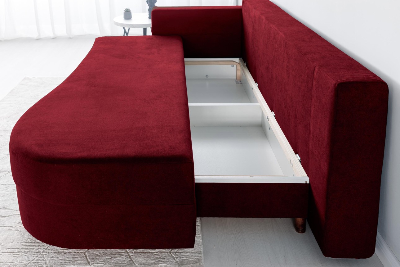 Canapea extensibilă GRACE (cotieră stânga), cu ladă de depozitare, 2300x1000x770 mm, spațiu de dormit 2100x1500 mm.