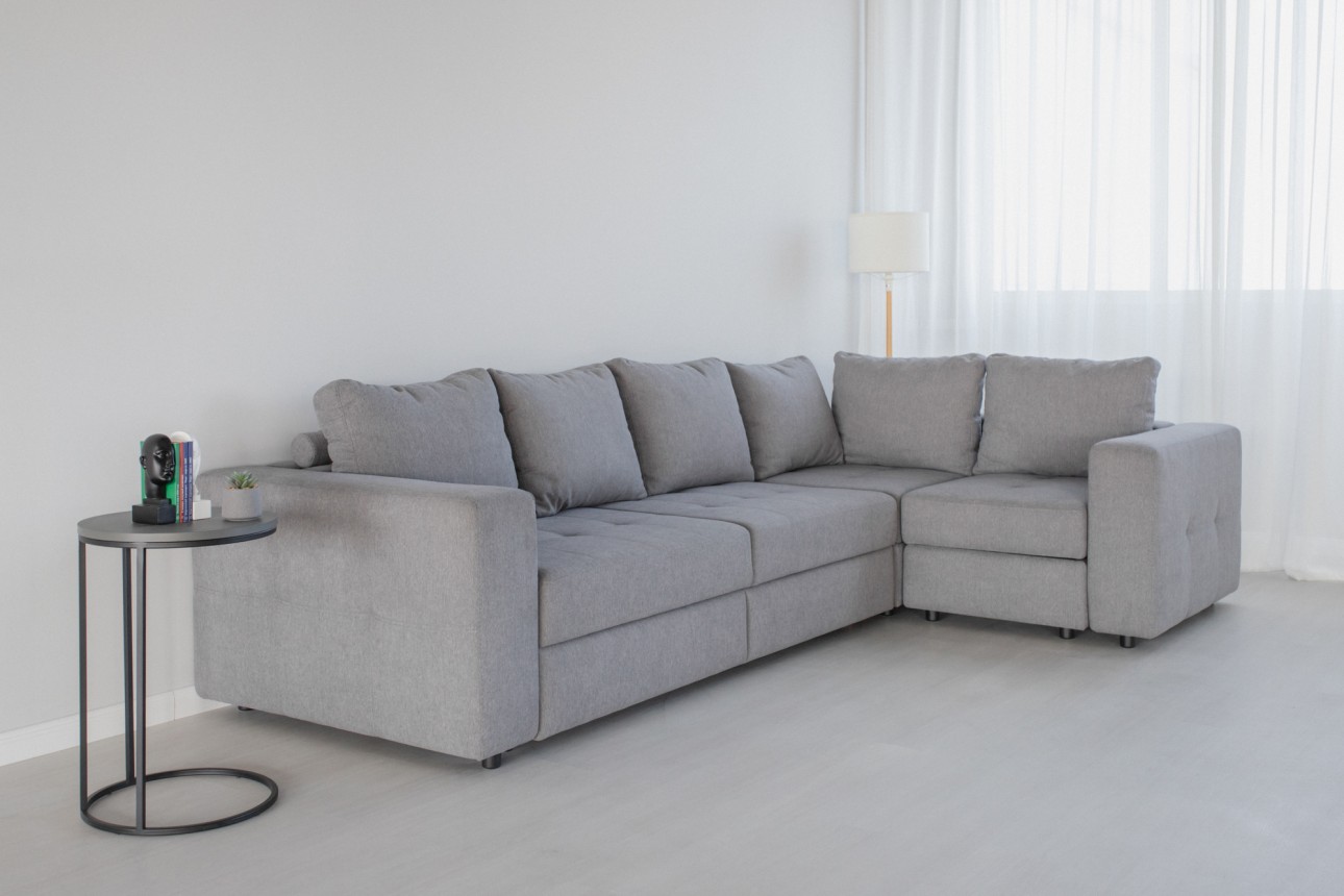 Colțar modular STONE (ansamblul 7) , extensibil, ladă de depozitare, spațiu de dormit 2000x2000 mm.