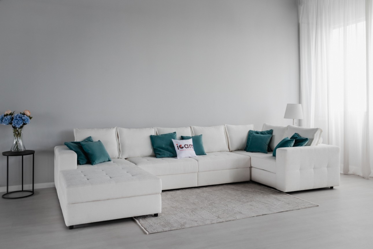 Colțar modular STONE (ansamblul 9), extensibil, ladă de depozitare, spațiu de dormit 2000x2000