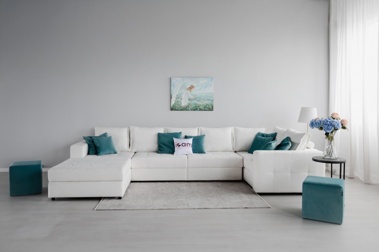 Colțar modular STONE (ansamblul 9), extensibil, ladă de depozitare, spațiu de dormit 2000x2000