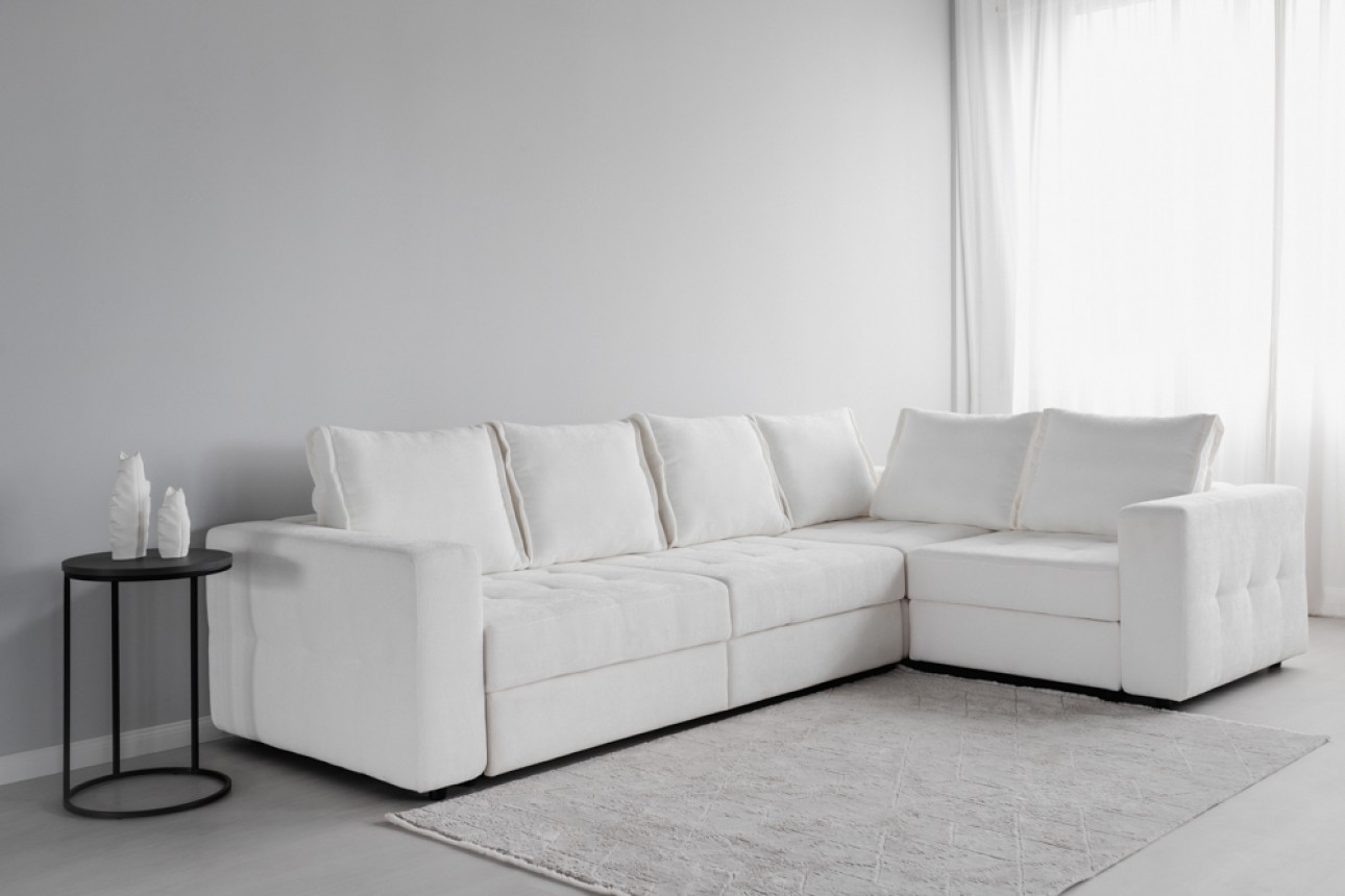 Colțar modular STONE (ansamblul 7) , extensibil, ladă de depozitare, spațiu de dormit 2000x2000 mm.
