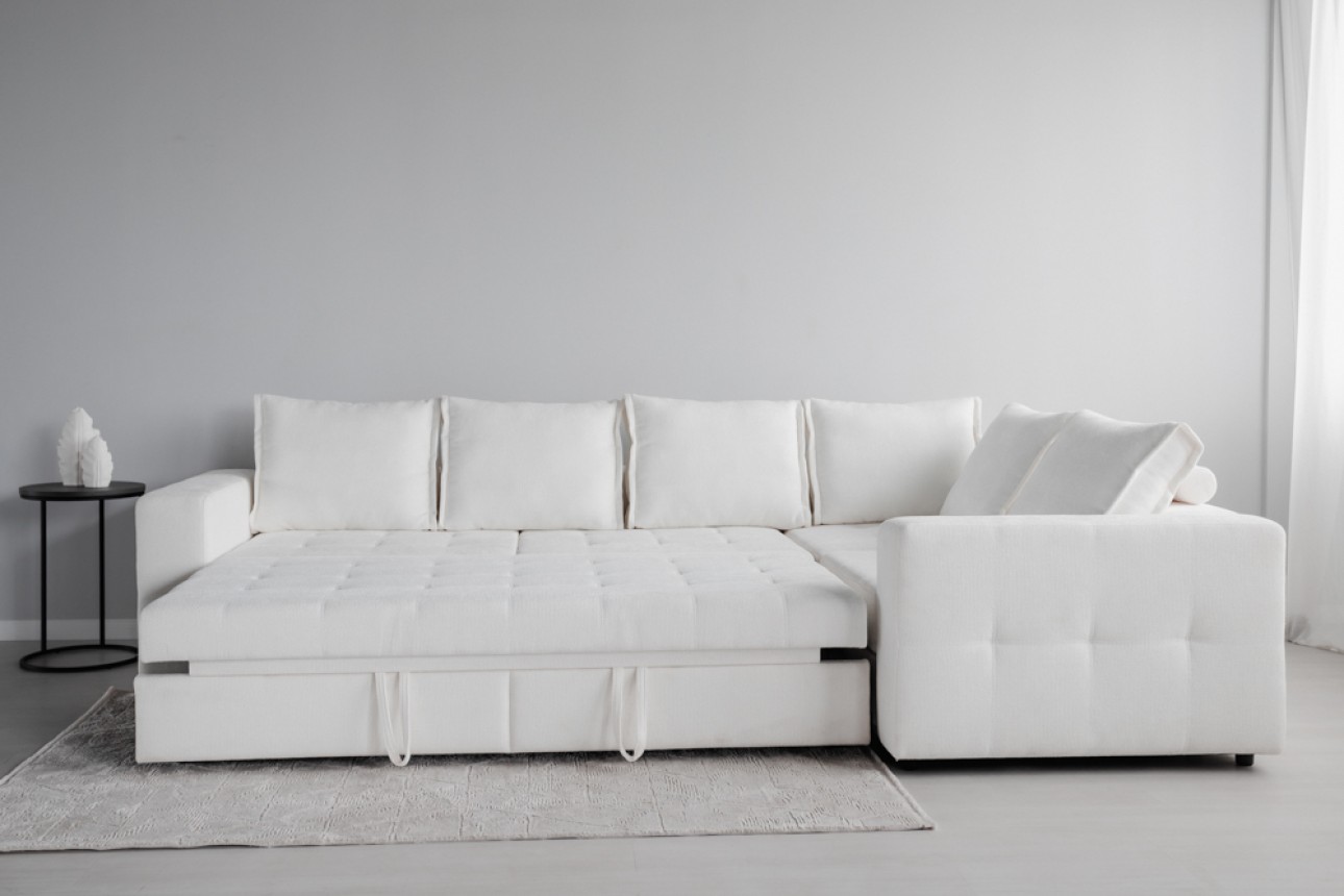 Colțar modular STONE (ansamblul 7) , extensibil, ladă de depozitare, spațiu de dormit 2000x2000 mm.