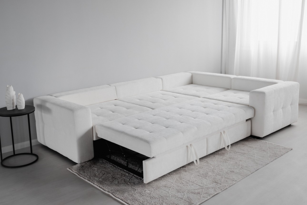 Colțar modular STONE (ansamblul 7) , extensibil, ladă de depozitare, spațiu de dormit 2000x2000 mm.