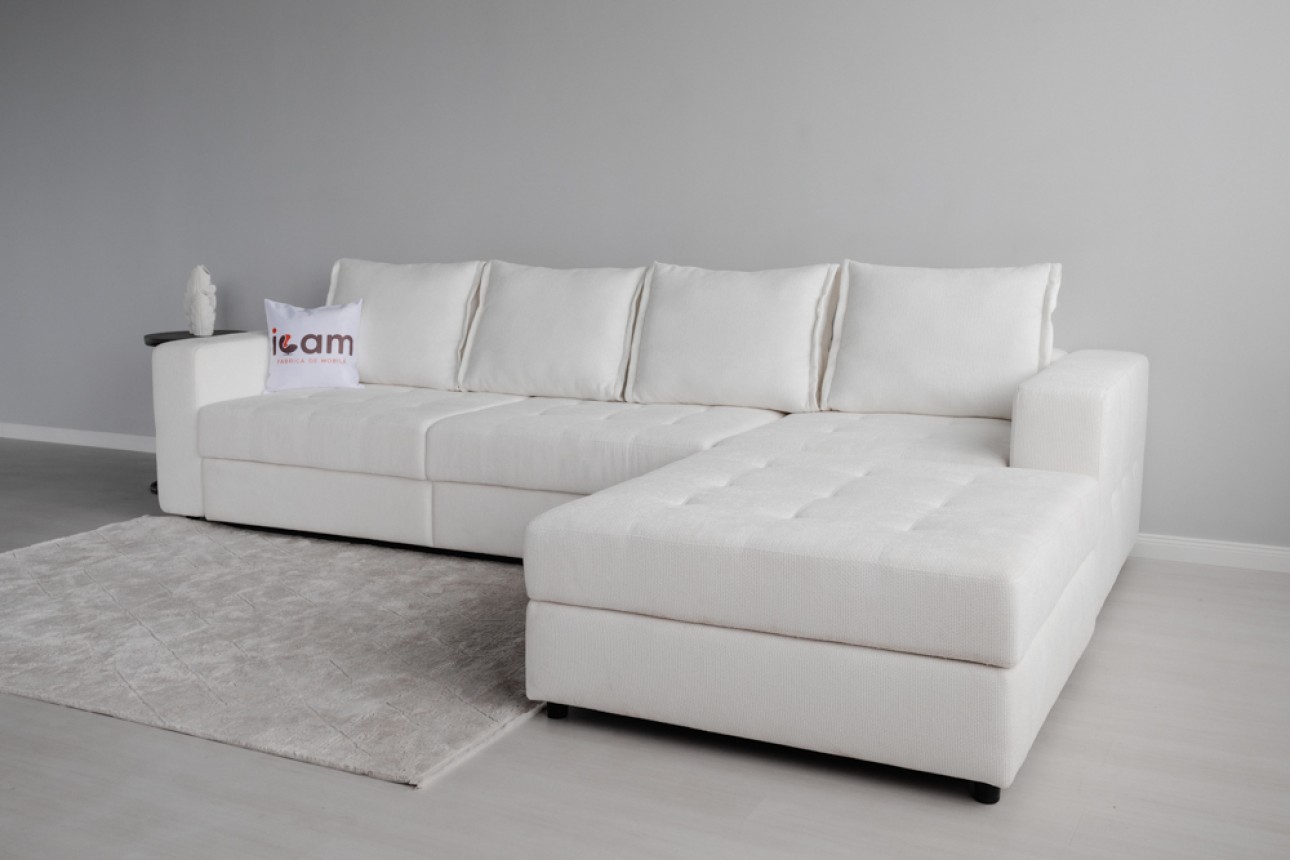 Colțar modular STONE (ansamblul 5), extensibil, ladă de depozitare, spațiu de dormit 2000x2000 mm