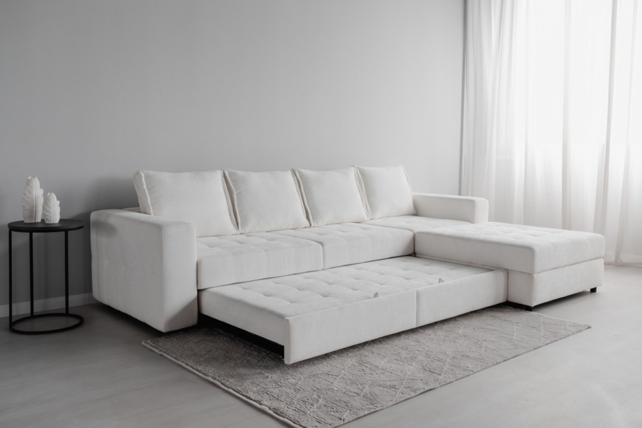 Colțar modular STONE (ansamblul 5), extensibil, ladă de depozitare, spațiu de dormit 2000x2000 mm