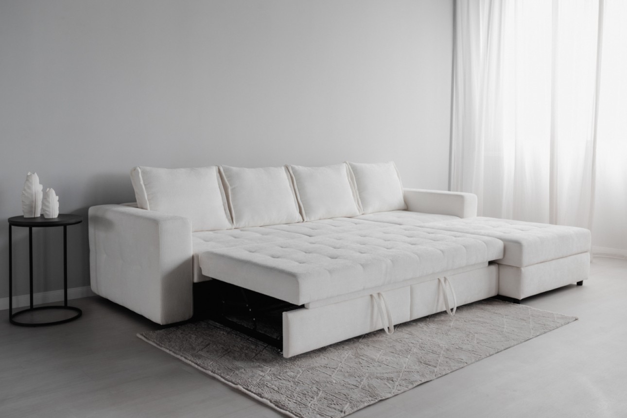Colțar modular STONE (ansamblul 5), extensibil, ladă de depozitare, spațiu de dormit 2000x2000 mm