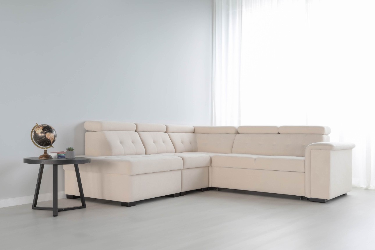 Colțar modular MISTRÁL (ansamblul 2), extensibil, tetiere reglabile, 1200x1000x950 mm, spațiu de dormit 1200x1200.