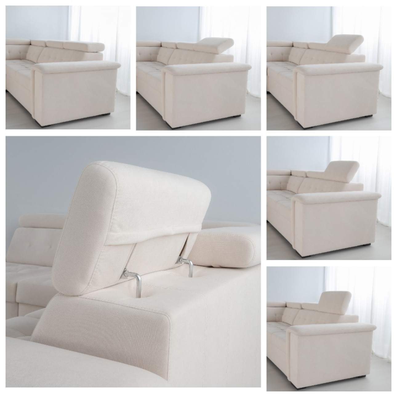 Colțar modular MISTRÁL (ansamblul 2), extensibil, tetiere reglabile, 1200x1000x950 mm, spațiu de dormit 1200x1200.