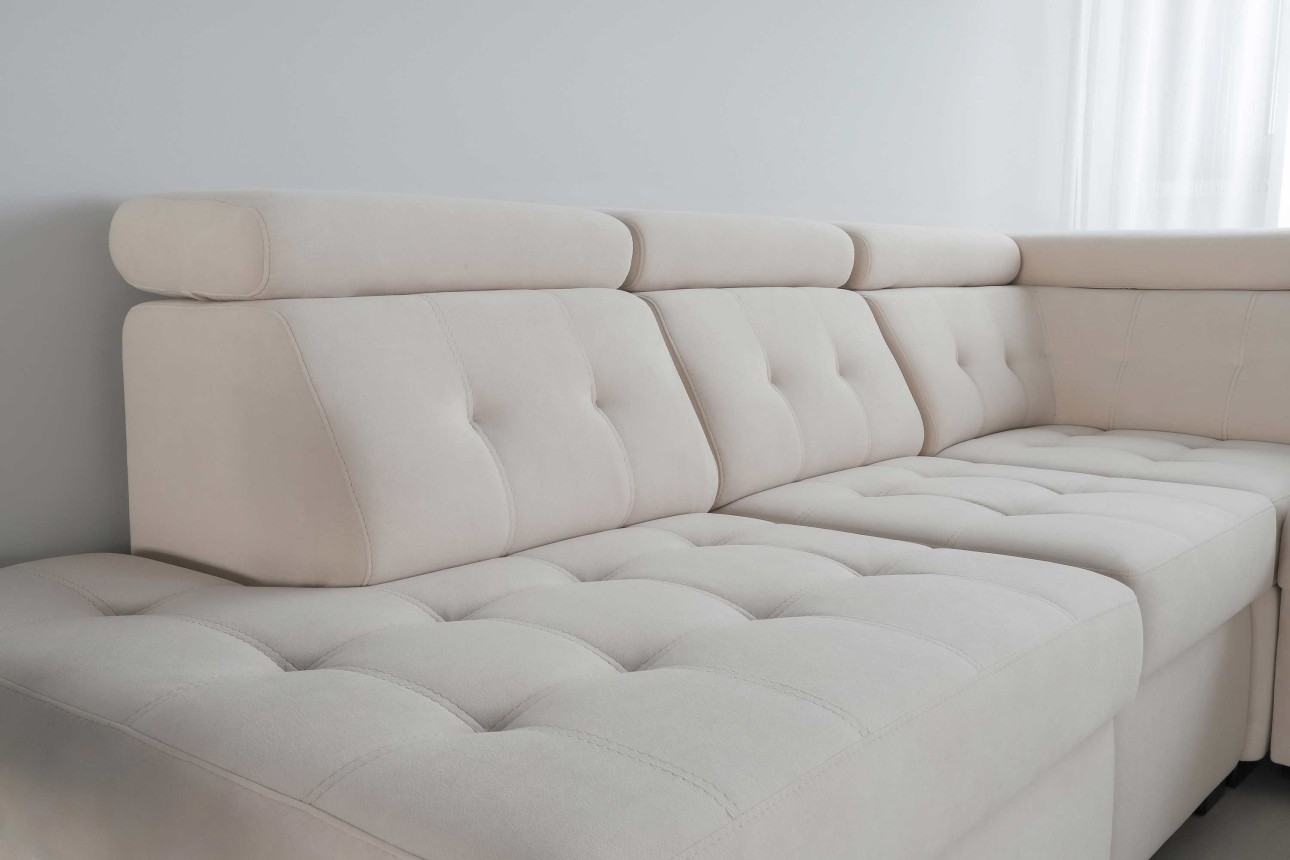 Colțar modular MISTRÁL (ansamblul 2), extensibil, tetiere reglabile, 1200x1000x950 mm, spațiu de dormit 1200x1200.