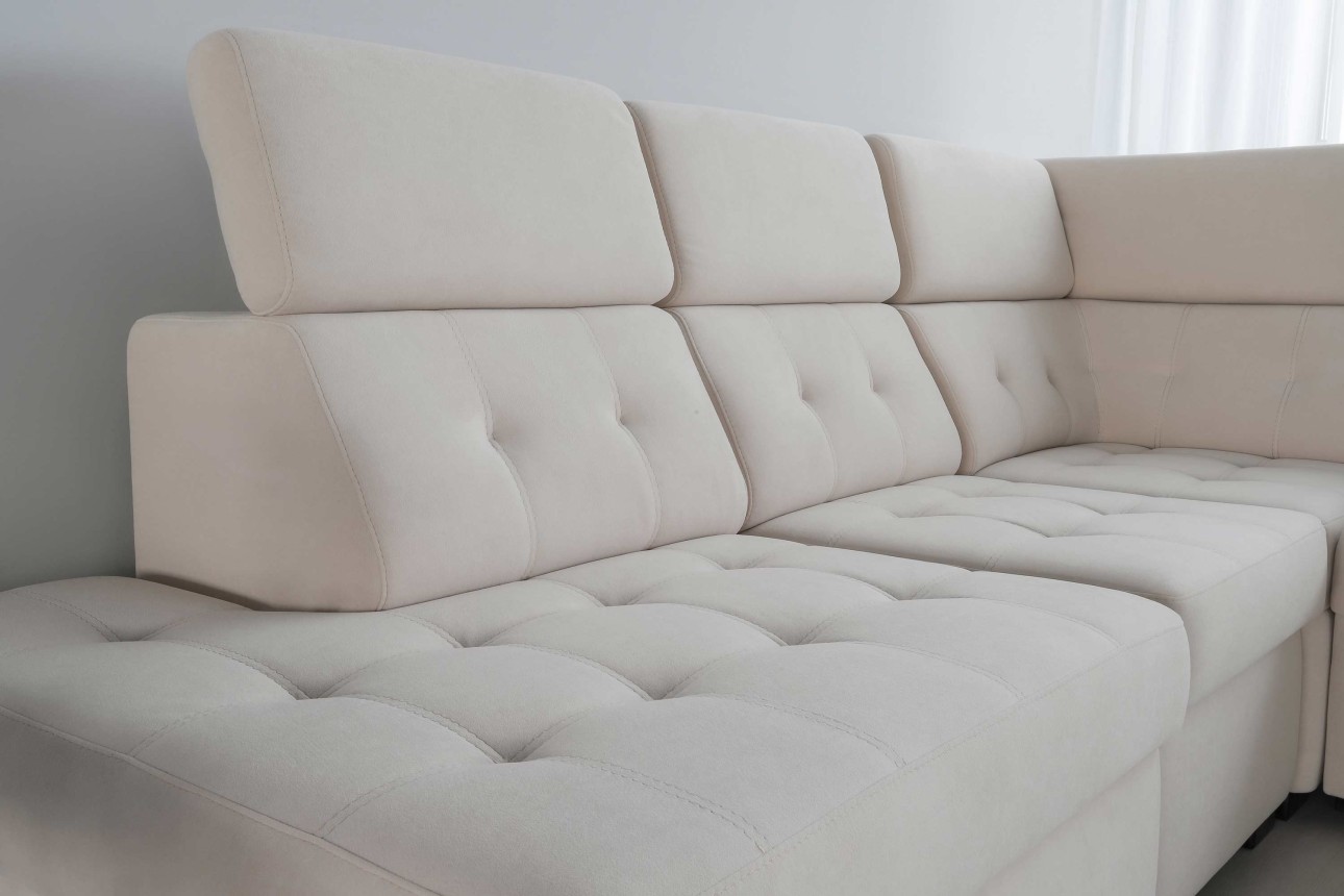 Colțar modular MISTRÁL (ansamblul 2), extensibil, tetiere reglabile, 1200x1000x950 mm, spațiu de dormit 1200x1200.