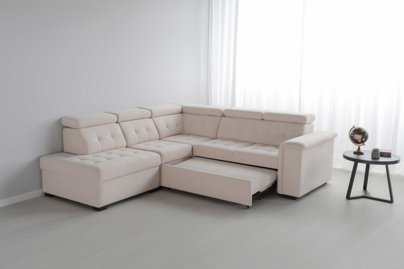 Colțar modular MISTRÁL (ansamblul 2), extensibil, tetiere reglabile, 1200x1000x950 mm, spațiu de dormit 1200x1200.