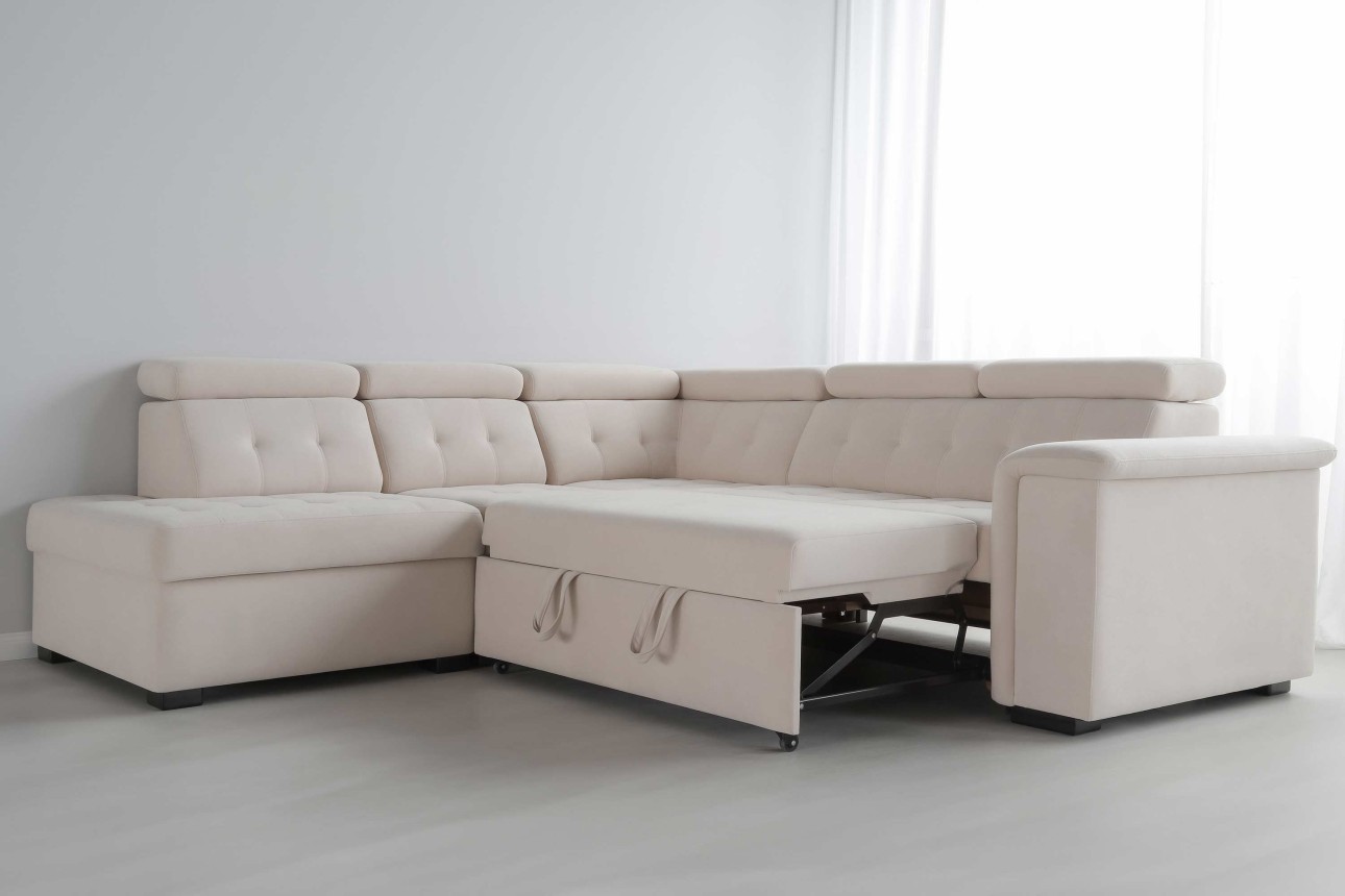 Colțar modular MISTRÁL (ansamblul 2), extensibil, tetiere reglabile, 1200x1000x950 mm, spațiu de dormit 1200x1200.