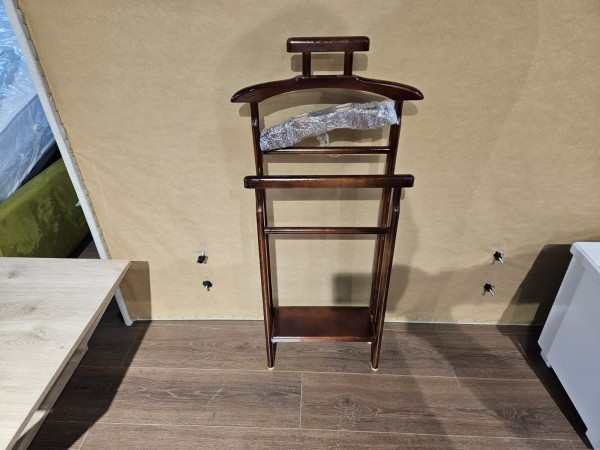 Suport haine dublu din lemn, culoare nuc