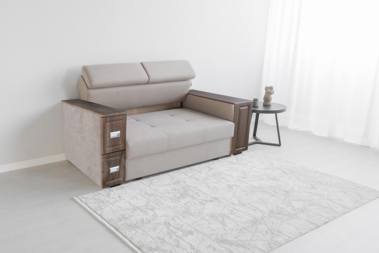 Canapea extensibilă PALERMO 1400, cotiere cu spațiu de depozitare și minibar, 2000x1000x780 mm, suprafața dormit 1400x2020 mm