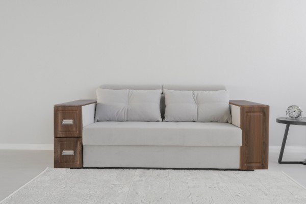 Canapea extensibilă PALERMO 1600, cotiere cu spațiu de depozitare și minibar, 2200x1000x780 mm, suprafața dormit 1600x2020 mm