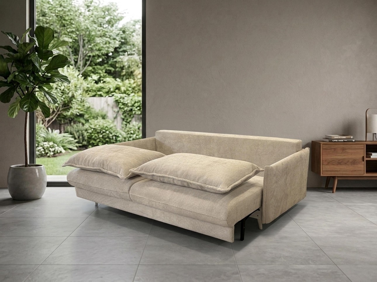 Canapea extensibilă Airy, cu ladă de depozitare, 2200x1080x640 mm, spațiu de dormit 1550x2100x640 mm