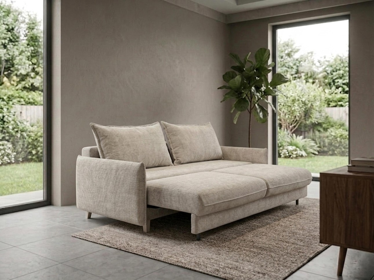 Canapea extensibilă Airy, cu ladă de depozitare, 2200x1080x640 mm, spațiu de dormit 1550x2100x640 mm
